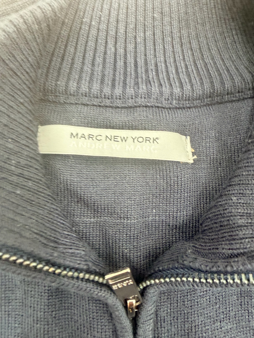 Marc New York Navy Zip-Neck Long Sleeve Knit Dress - Picture 3 of 7